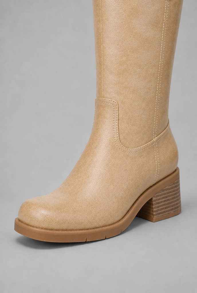 Heeled Knee High Boots with Tab Detail