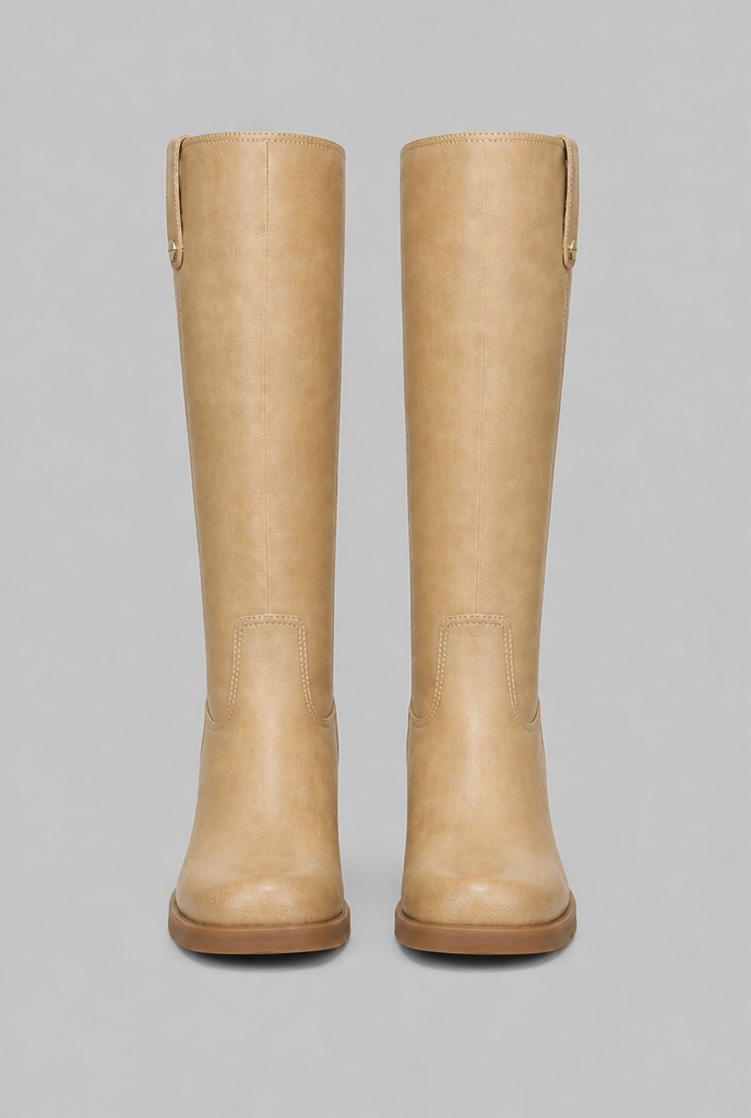 Heeled Knee High Boots with Tab Detail