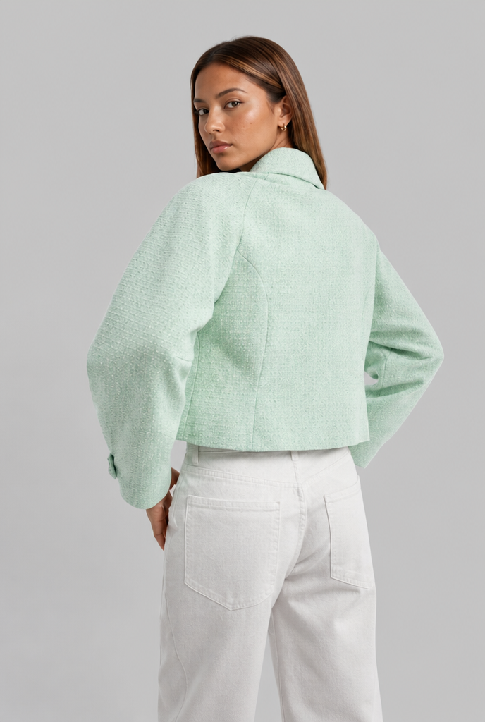 Cropped Jacket with Zip Front