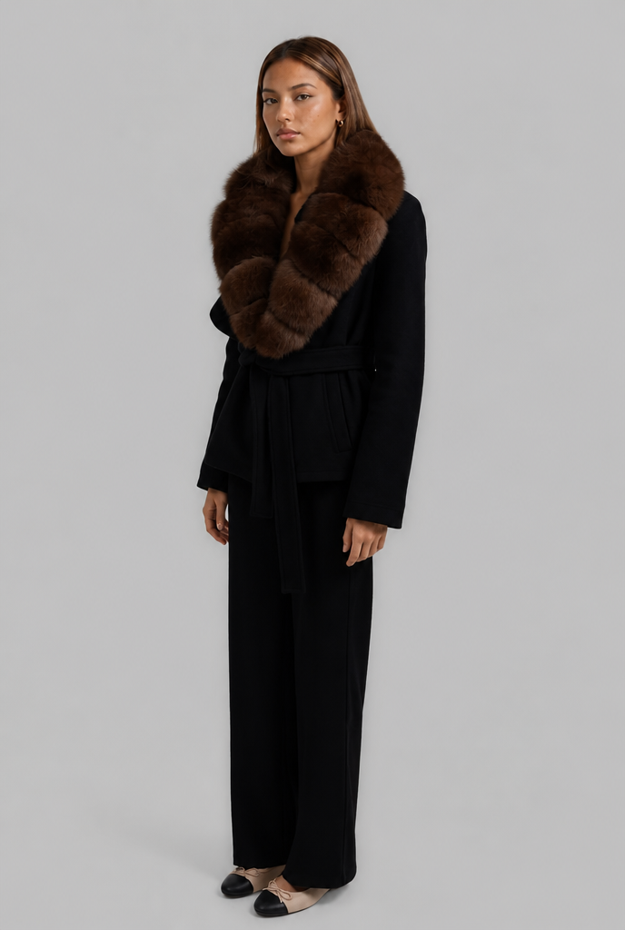 Wool Coat with Fur Collar