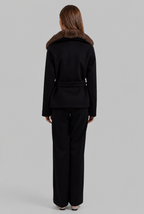 Wool Coat with Fur Collar
