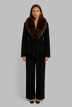Wool Coat with Fur Collar