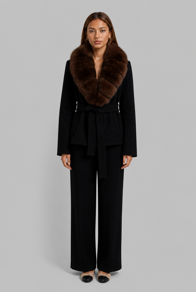 Wool Coat with Fur Collar