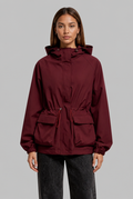 Hooded Drawstring Waist Anorak Jacket