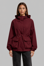 Hooded Drawstring Waist Anorak Jacket