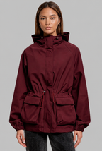 Hooded Drawstring Waist Anorak Jacket