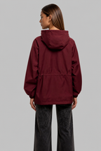 Hooded Drawstring Waist Anorak Jacket