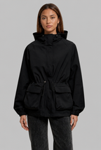 Hooded Drawstring Waist Anorak Jacket