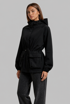 Hooded Drawstring Waist Anorak Jacket
