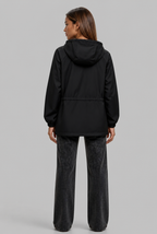 Hooded Drawstring Waist Anorak Jacket