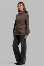 Hooded Drawstring Waist Anorak Jacket