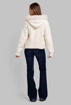 Faux Fur Collar Knit Zip Jacket