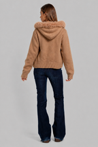 Faux Fur Collar Knit Zip Jacket