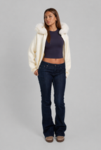 Faux Fur Collar Knit Zip Jacket