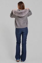 Faux Fur Collar Knit Zip Jacket