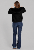 Faux Fur Collar Knit Zip Jacket