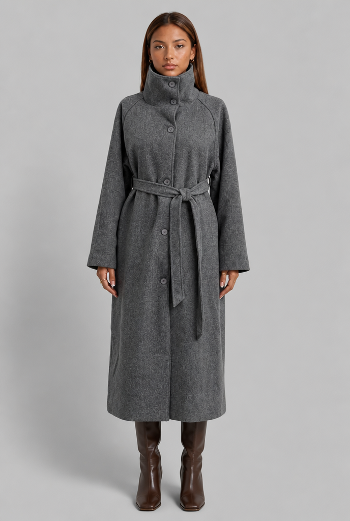 Long Wool Coat with Belt