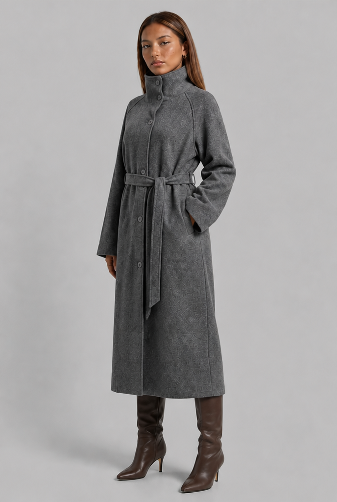 Long Wool Coat with Belt