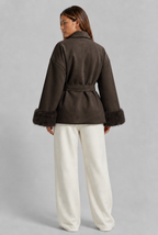 Wool Coat with Fur Cuffs