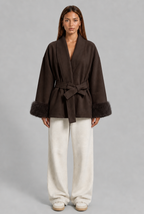 Wool Coat with Fur Cuffs