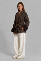 Wool Coat with Fur Cuffs