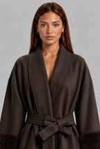 Wool Coat with Fur Cuffs