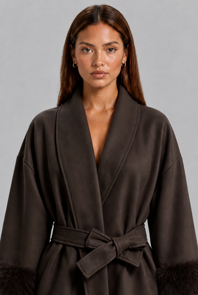 Wool Coat with Fur Cuffs