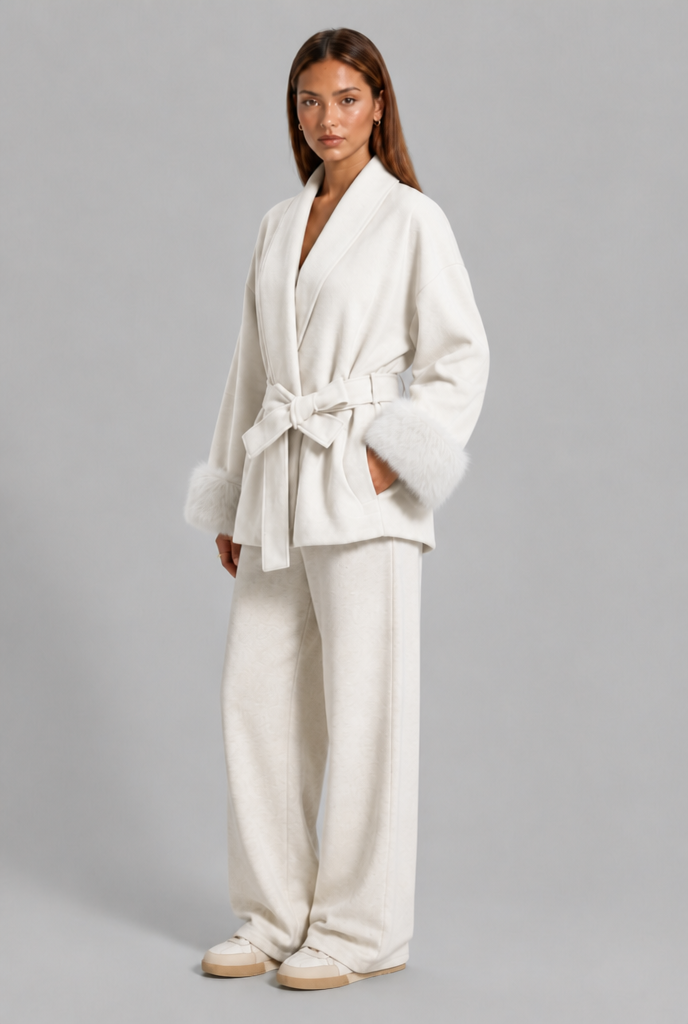 Wool Coat with Fur Cuffs