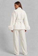 Wool Coat with Fur Cuffs
