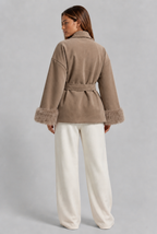 Wool Coat with Fur Cuffs