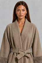 Wool Coat with Fur Cuffs
