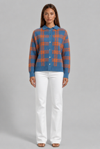 Chunky Knit Plaid Cardigan Sweater