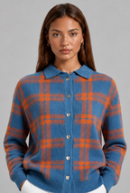 Chunky Knit Plaid Cardigan Sweater