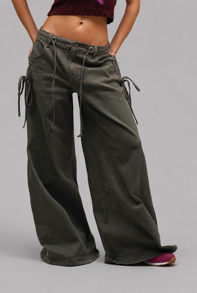 Wide Leg Jeans with Side Ties