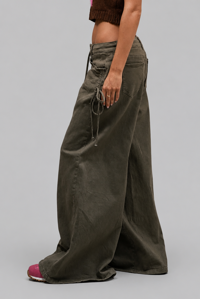 Wide Leg Jeans with Side Ties