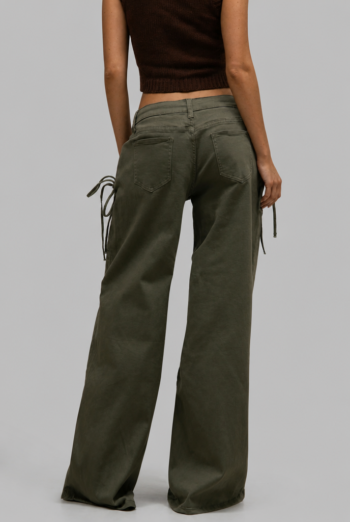 Wide Leg Jeans with Side Ties