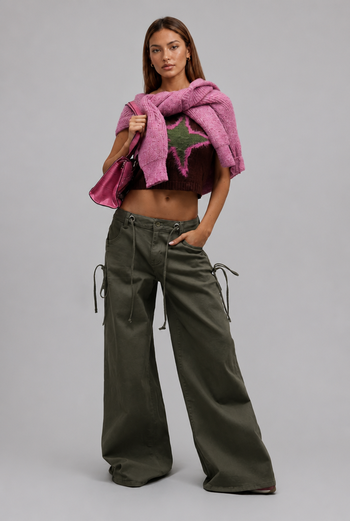 Wide Leg Jeans with Side Ties
