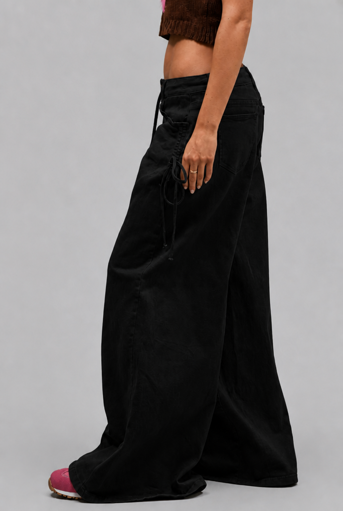 Wide Leg Jeans with Side Ties