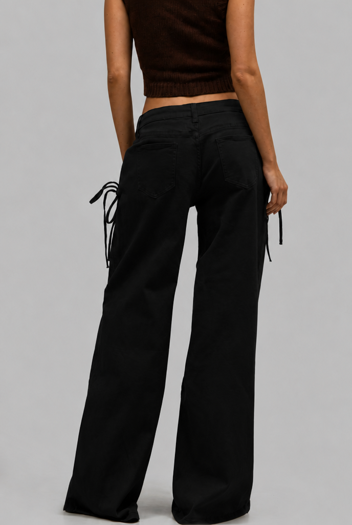 Wide Leg Jeans with Side Ties