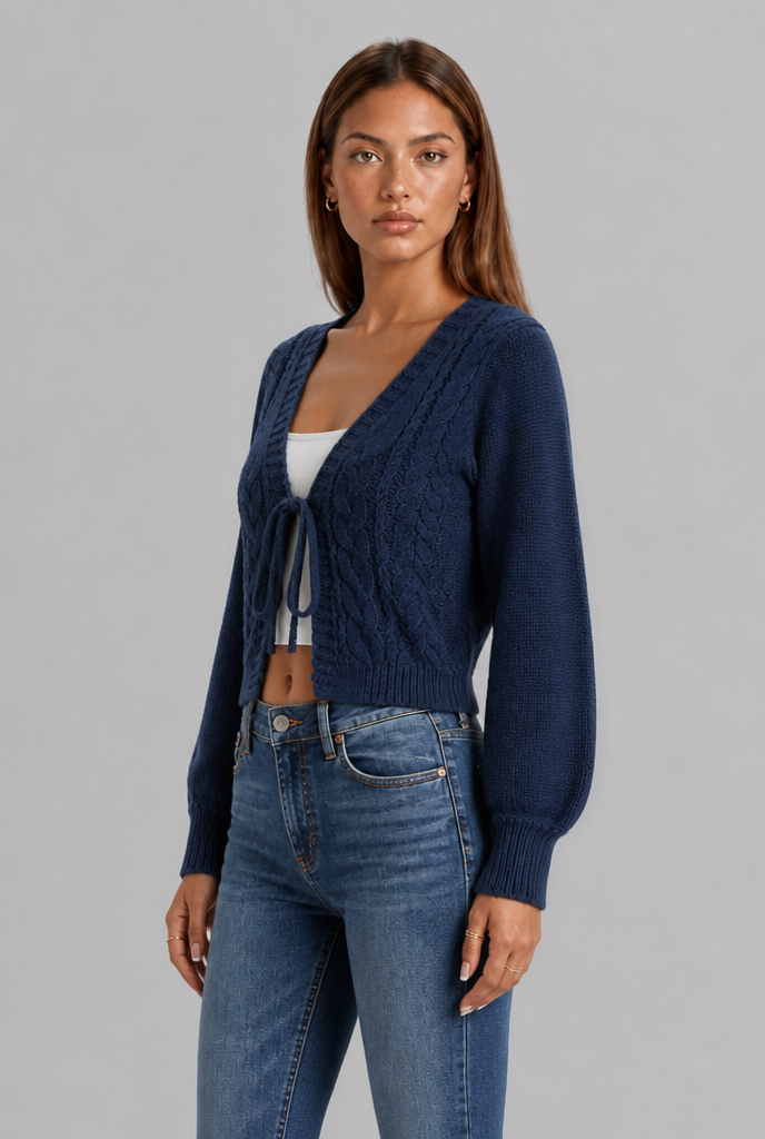Chunky Knit Tie Front Cardigan Sweater