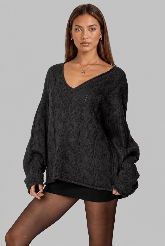 Chunky Knit V-Neck Jumper