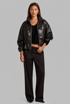 Oversized Leather Bomber Jacket
