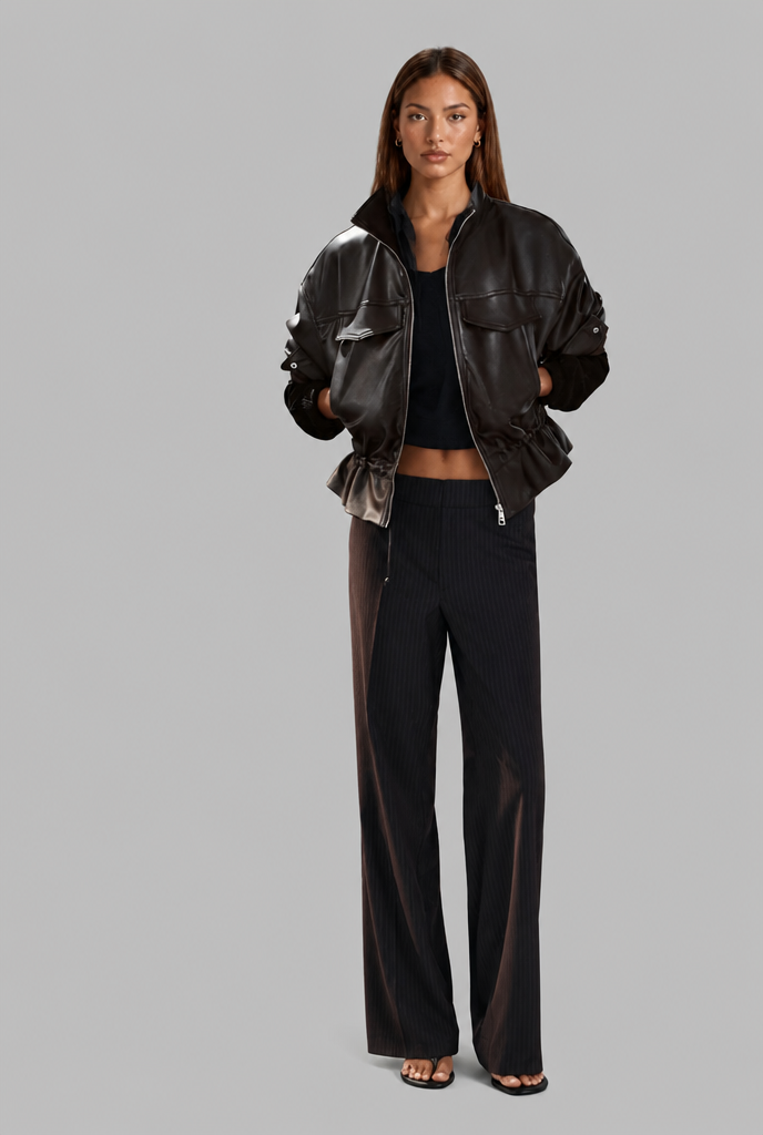 Oversized Leather Bomber Jacket