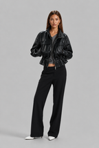 Oversized Leather Bomber Jacket