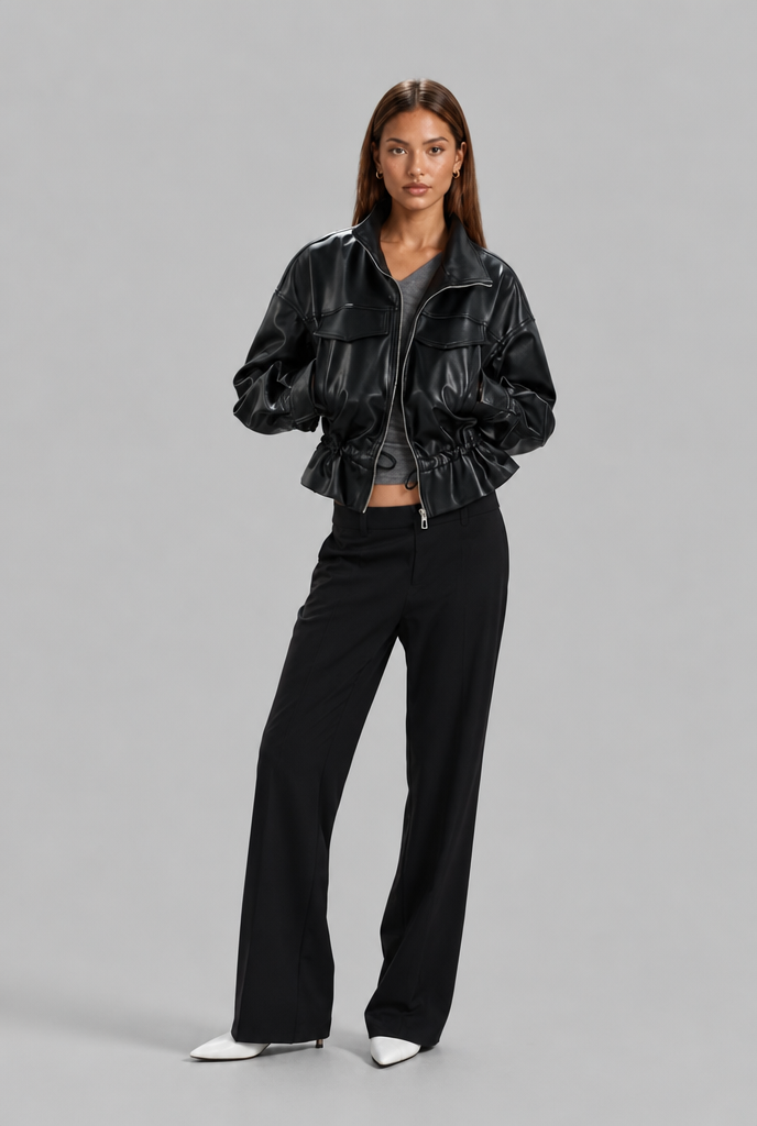 Oversized Leather Bomber Jacket