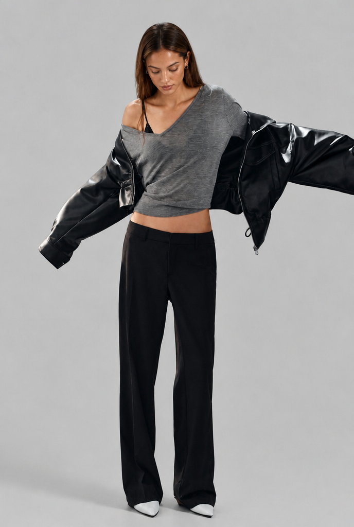 Oversized Leather Bomber Jacket