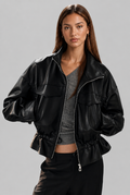 Oversized Leather Bomber Jacket