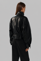 Oversized Leather Bomber Jacket