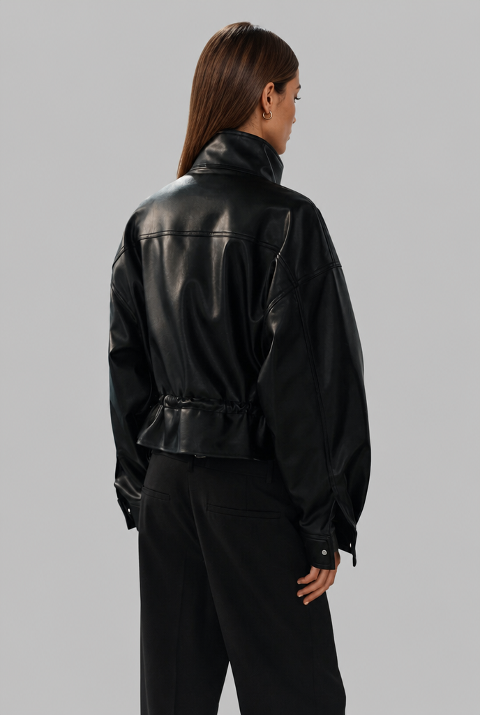 Oversized Leather Bomber Jacket