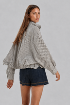 High Neck Gingham Jacket